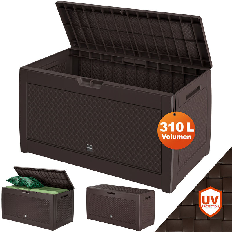 CASARIA Gartenbox Matuba in Braun mit Flechtoptik, wasserdicht, Volumen: 310 l, B: 119 cm, T: 60 cm - Bild 2