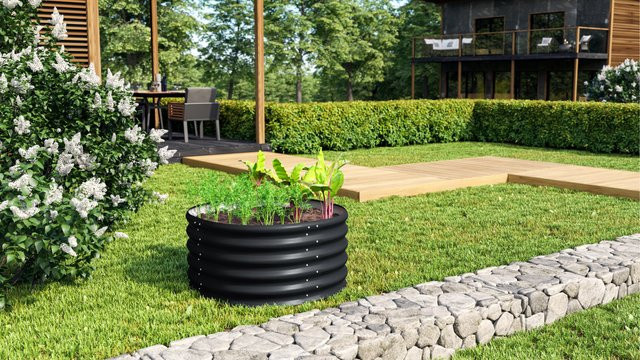 Vitavia Hochbeet Terra 401 Modell Rund, schwarz, Höhe: 40 cm - Bild 1