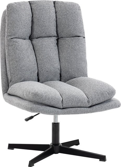 HOMCOM Drehbarer Wohnzimmer-Sessel in Leinenoptik mit Metallbeinen, Hellgrau - Bild 1