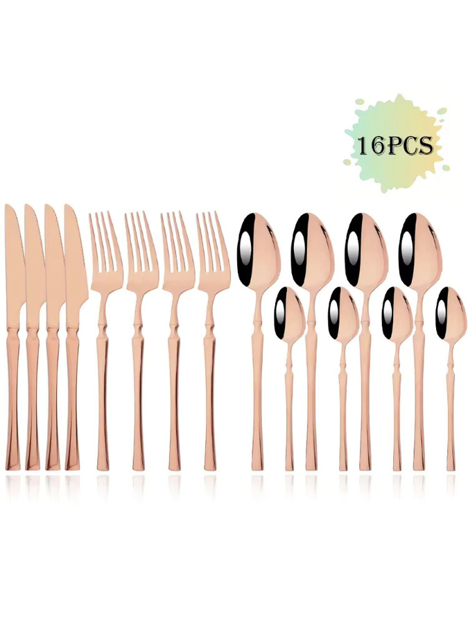 16-teiliges Besteckset PINKTEN aus Edelstahl in Silber und Pink, bestehend aus Messern, Gabeln und Teelöffeln, spülmaschinenfest - Bild 2