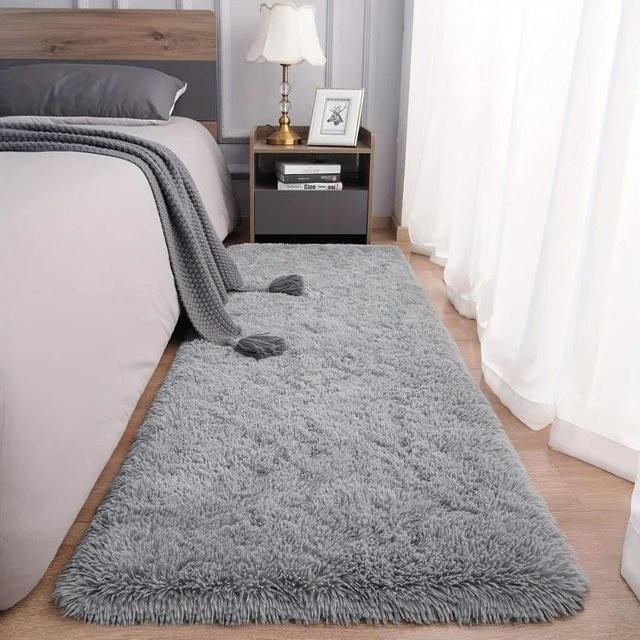 Lodestar Plüschteppich Grau, Waschbarer Vorleger aus Mikrofaser für Flur, Schlafzimmer und Wohnzimmer, B/T: 80 x 50 cm - Bild 1