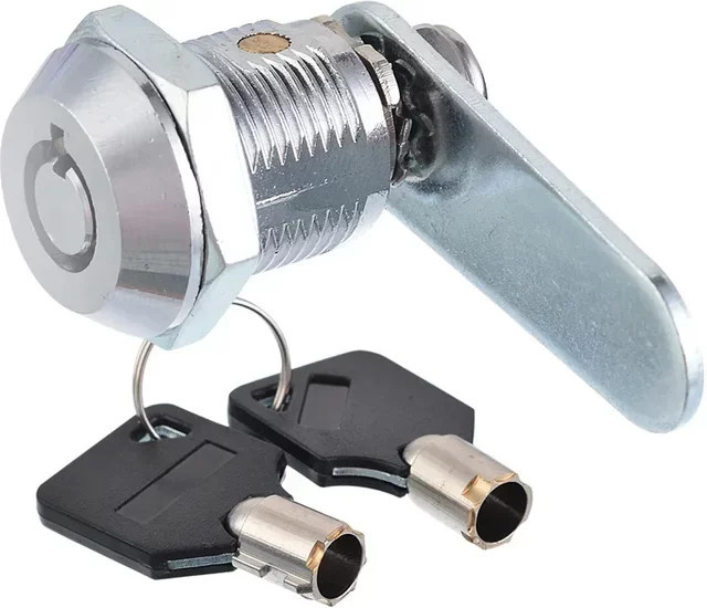 Sicherheitsschloss aus Metall in Silber mit Metallzylinder und 2 Schlüsseln für Schrank, Spind, Schublade oder Briefkasten - Bild 1
