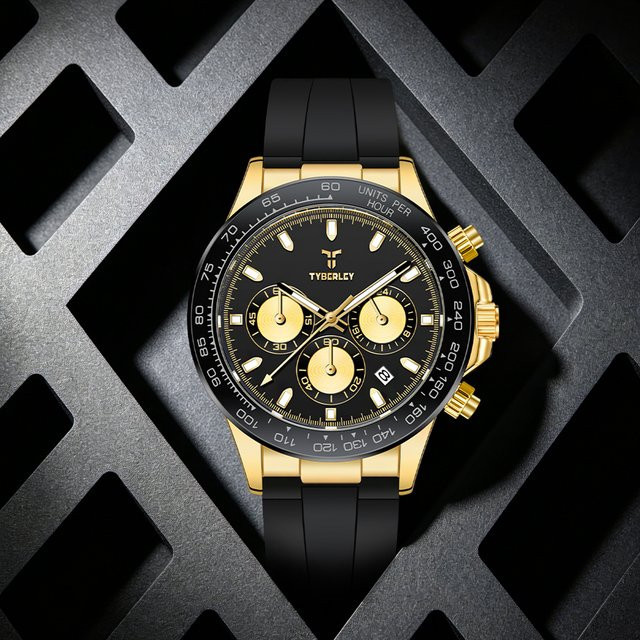 TYBERLEY Chronograph, Quarz, Kautschuk, Schwarz, Herren - Bild 1