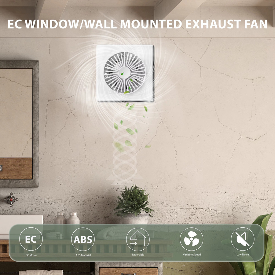 KCvents Umluft-Umkehrventilator mit Fernbedienung für Bad und Küche in Weiß - Bild 2