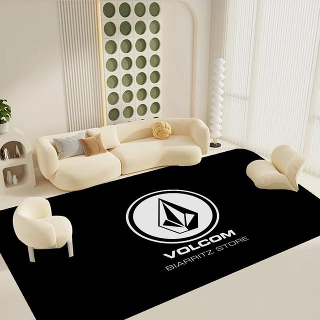 Karpetti V-Volcom LOGO Langteppich im nordischen Stil, Schwarz, Rutschfest und Waschbar, Breite: 40 cm, Länge: 120 cm - Bild 1