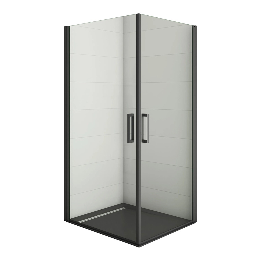 Duschparadies Duschkabine Nischentür als Schwingtür mit Nano-Glas, Schwarz, B: 90 cm, H: 200 cm - Bild 2