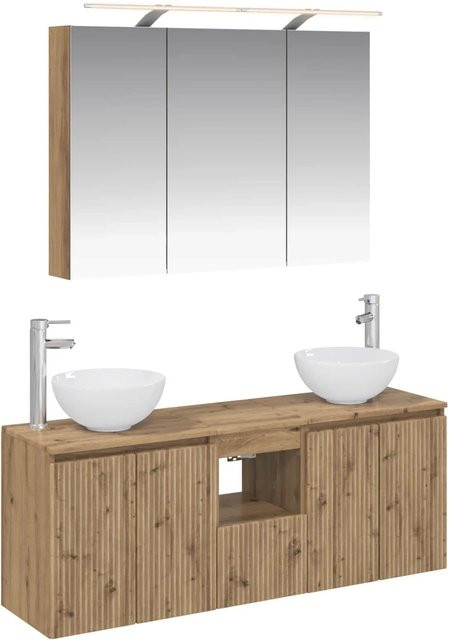 vidaXL Badezimmerschrank-Set 4-teilig in Artisan-Eiche, Braun, B: 100 cm, T: 14,5 cm, H: 70 cm - Bild 1