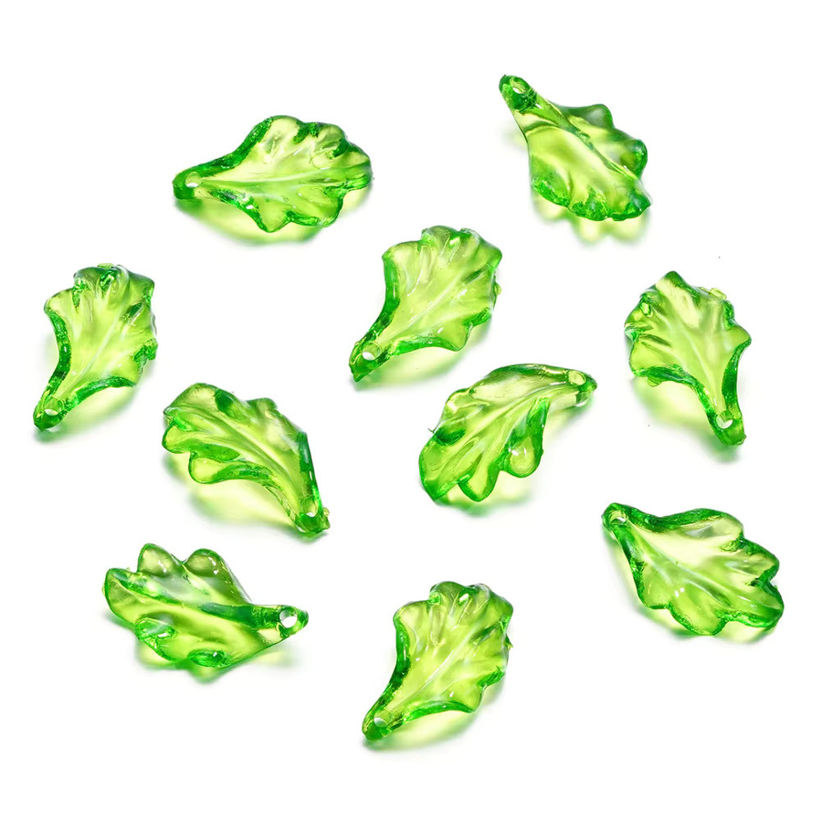 AGCFABS Anhänger, grüne Blätter, Acryl, Charms, Perlen - Bild 2