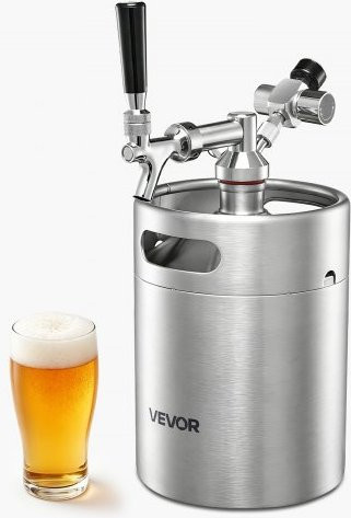 VEVOR Mini Keg 4l Beer Kit aus Edelstahl in Silber mit CO2-Regulator und Zapfsystem für Homebrew und Craft Beer - Bild 1