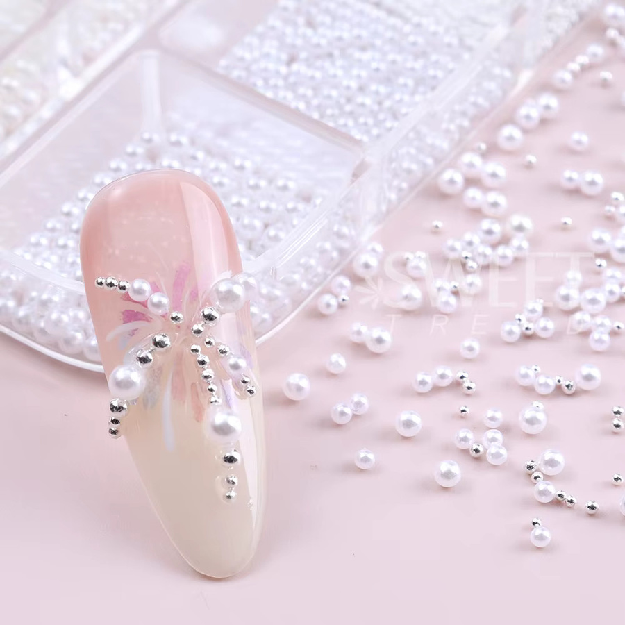 SWEET TREND Nail Art Charms, Weiße Perlen, Glänzend, Unisex - Bild 4