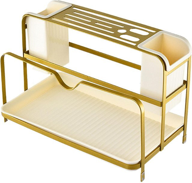 Multifunktionales Abtropfgestell für Essstäbchen von CosyHome aus Kohlenstoffstahl und PP in Gold und Beige - Bild 1