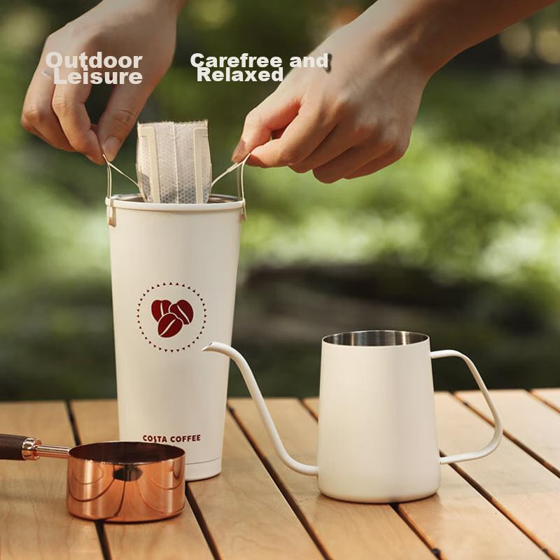 Casa Mart Pour-Over Kaffeebereiter aus Edelstahl mit langem Ausguss, 350 ml, Off-White weiß - Bild 6