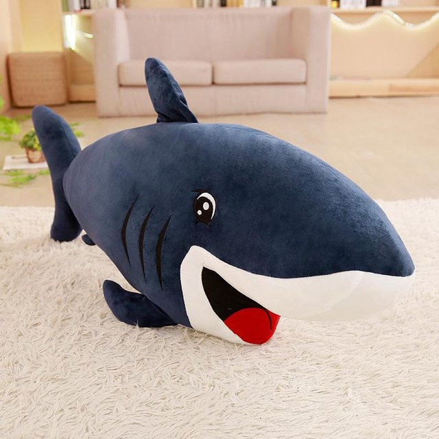 Hai-Puppe Plüschtier, Weißer Hai, Delfin, Wal, Wurfkissen, 75cm - Bild 1