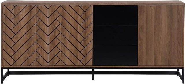 Sideboard Caratana in Naturfarben, Schwarz und Braun aus MDF, Breite: 180 cm - Bild 1