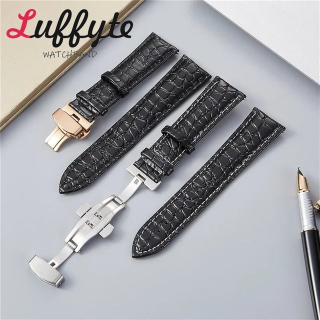luffyte Uhrenarmband Krokodilmuster PU-Leder, Schwarz, Herren - Bild 1