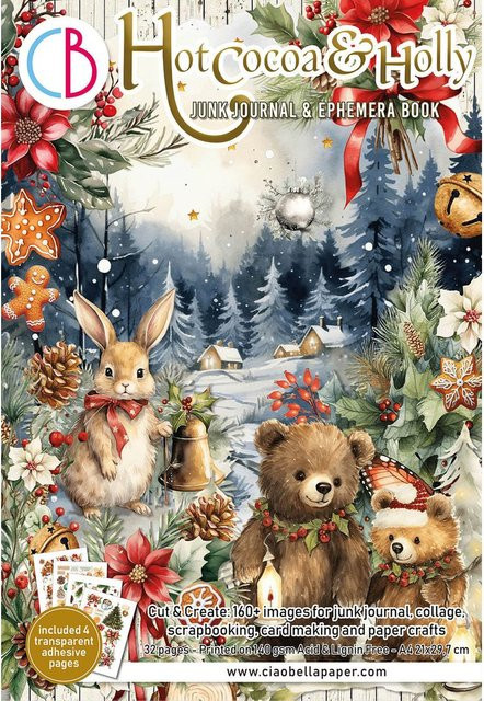 Junk Journal und Ephemera Buch Hot Cocoa & Holly in Multicolor für Erwachsene - Bild 1