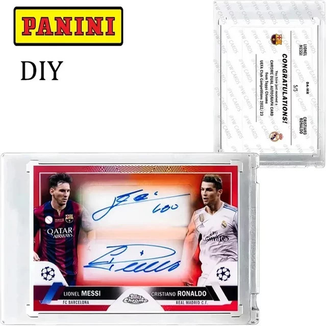 Panini Messi Ronaldo Signierte Sammelkarte, Fußball-Brettspiele - Bild 1