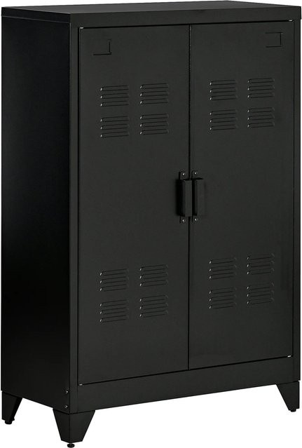 HOMCOM Sideboard Aktenschrank mit Lamellentüren aus Metall in Schwarz B/T/H: 75 x 33 x 110 cm - Bild 1