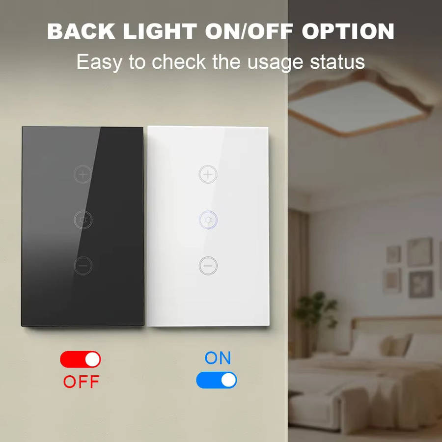 Chevolink Tuya Smart Dimmer-Schalter US-Standard Touch-Dimmer mit Fernbedienung, kompatibel mit Amazon Alexa und Google Assistant, Schwarz - Bild 5