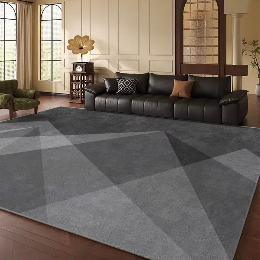 VIKAMA Moderner Geometrischer Teppich in Grau, Rutschfester Bodenmatte für Wohnzimmer und Schlafzimmer, B/T: 120 x 80 cm - Bild 1