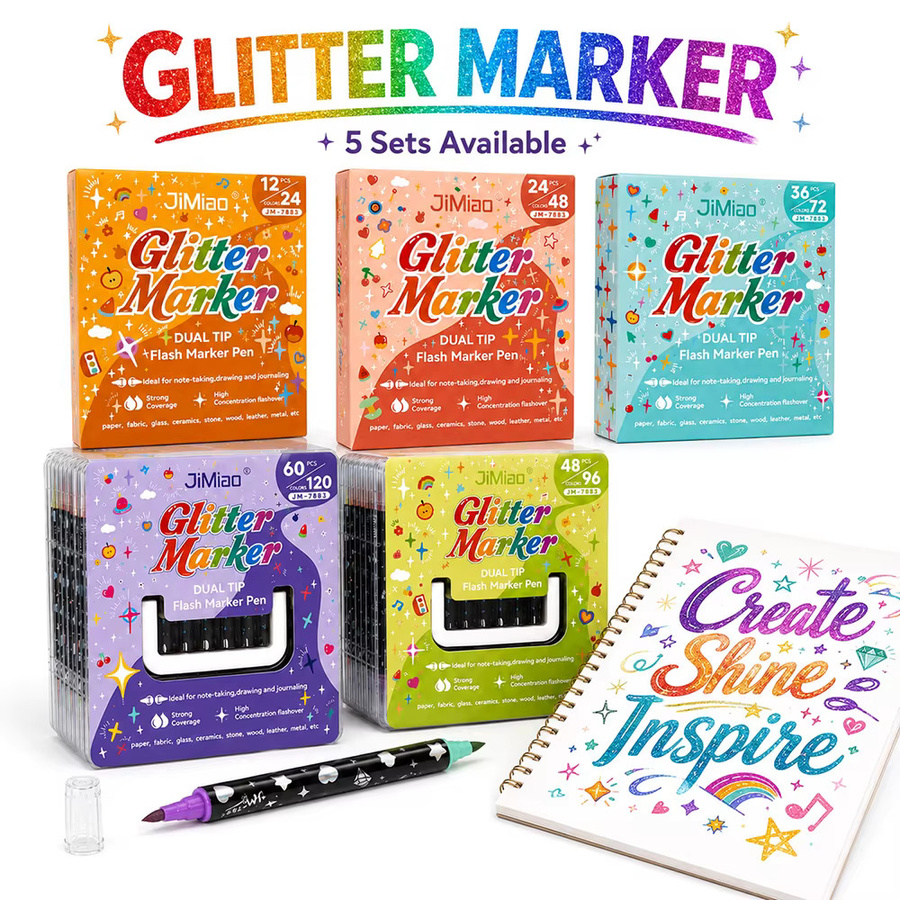 Zweifarbige Glitzer-Marker in Multicolour für Journaling, Scrapbooking und DIY-Bastelbedarf - Bild 4