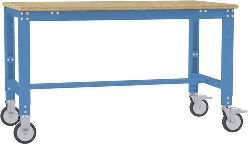 Manuflex AU7345.5012 Arbeitstisch UNIVERSAL Spezial mobil mit Multiplexplatte, Farbe: Licht-Blau, B/T/H: 150 cm x 60 cm x 75,2-97,2 cm - Bild 1