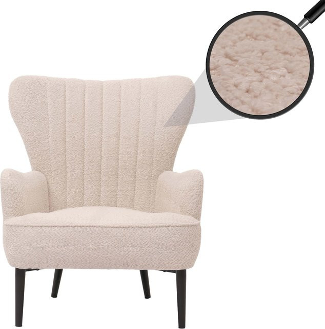 MCW Lounge-Sessel K37 als Cocktail- und Ohrensessel aus Chenille-Stoff in Beige - Bild 1