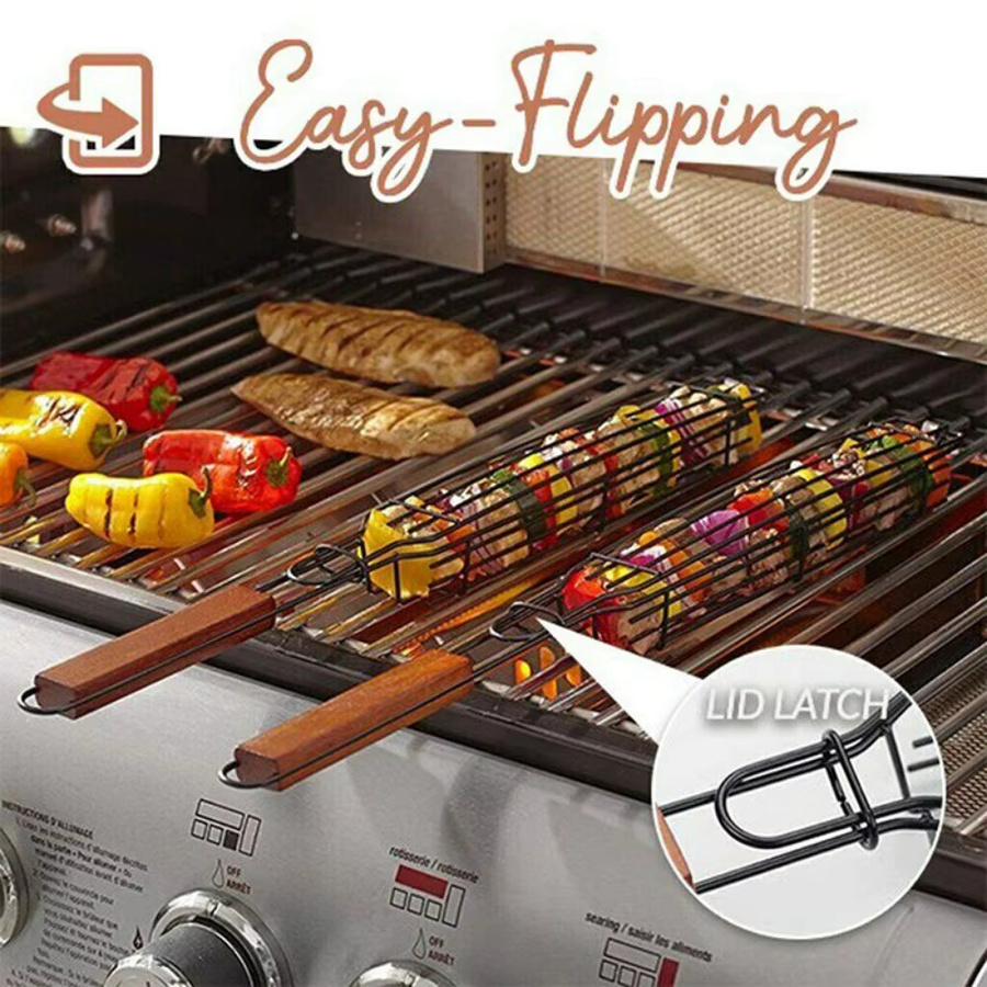 Tragbarer Antihaft-Grillkorb in Schwarz für Camping und Picknick - Bild 4