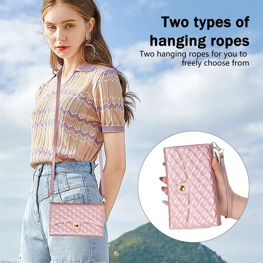 Ledertasche Umhängetasche als Wallet Cover für Samsung Galaxy A-Serie in Rot und Pink - Bild 2