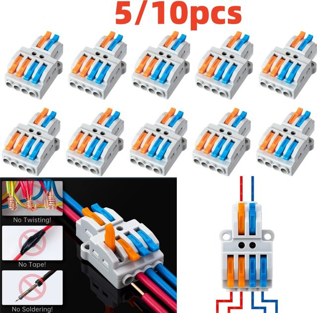 AOKIN Drahtverbinder Set 5/10 Stück Kompakte Schnellverbinder für 2 bis 4 Drähte 28–12 AWG Anschlussklemmen - Bild 1