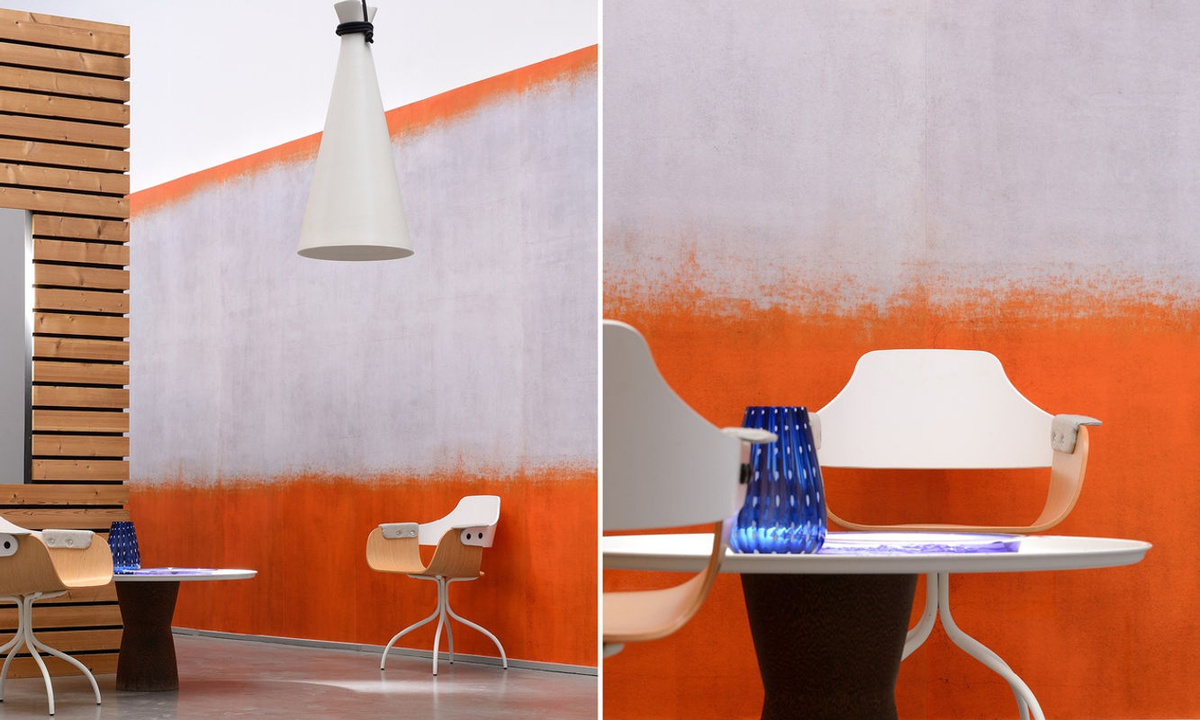 Elitis Mural Sirtaki Tapete Abstract Modern Orange/Weiß B: 300 cm, H: 300 cm, T: 70 cm - Bild 2