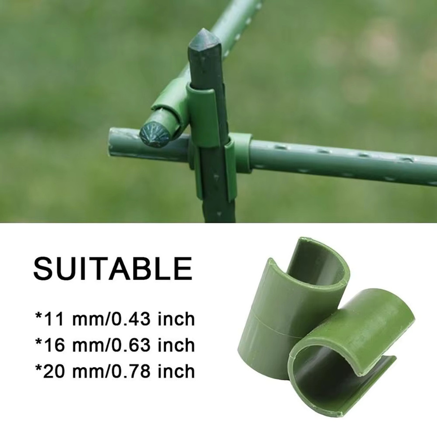 10 Stück Universal-Kunststoff-Clips in Grün zur Pflanzenunterstützung für Durchmesser von 11–20 mm - Bild 2