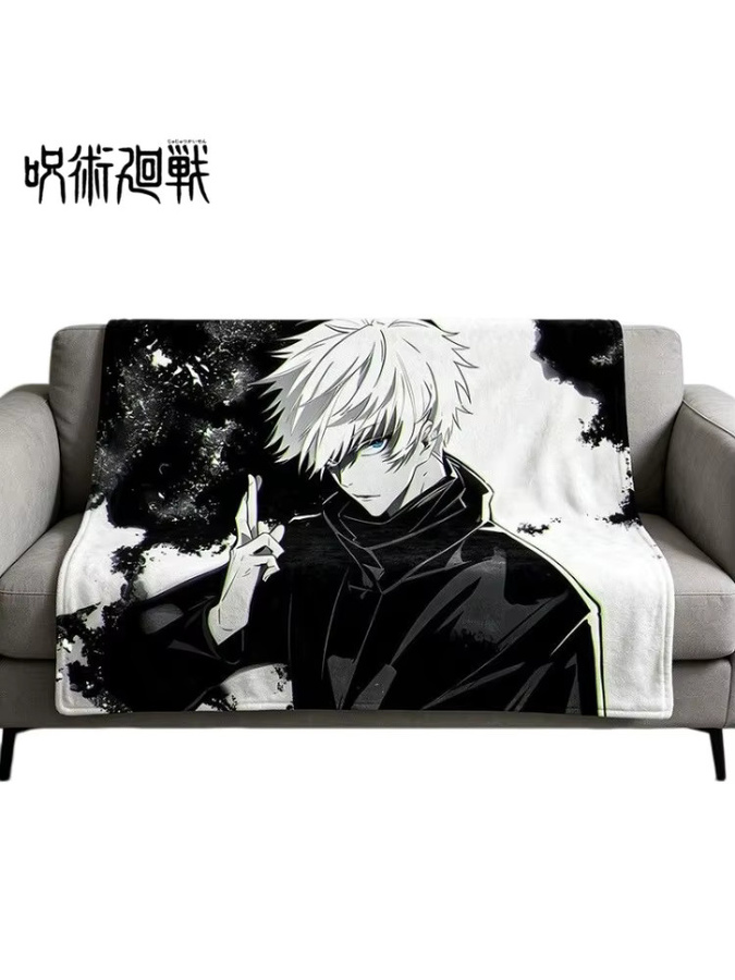 Bandai Jujutsu Kaisen Flanelldecke Gojo Satoru Anime-Decke aus Polyester in Schwarz - Bild 2