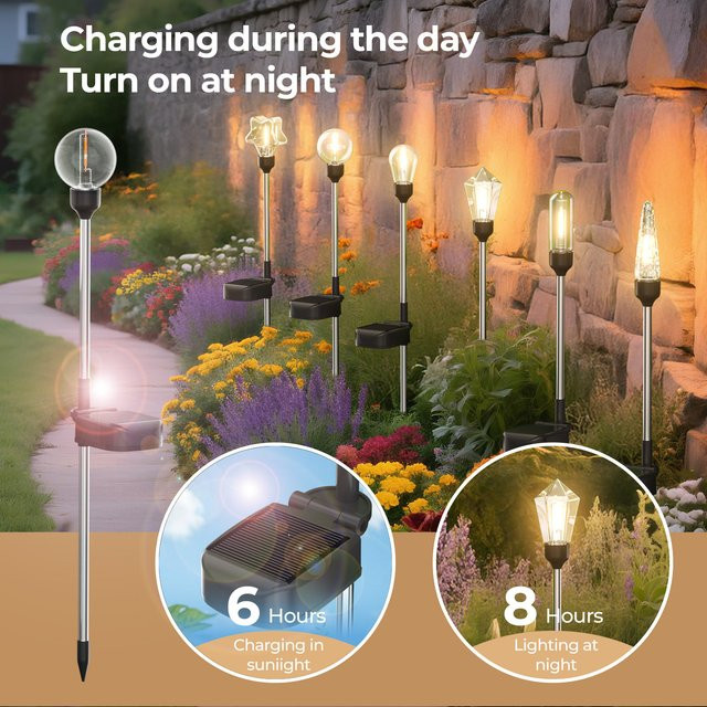 TLEDMP Solar LED Gartenleuchte IP65 Schwarz mit warmweißem Filament-Licht und Dämmerungssensor - Bild 1