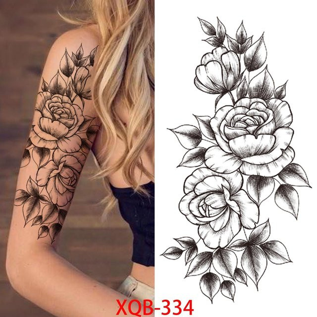 LongGe Factory Temporäre Tattoos, Schwarze Rose Blumenmuster, Unisex - Bild 1