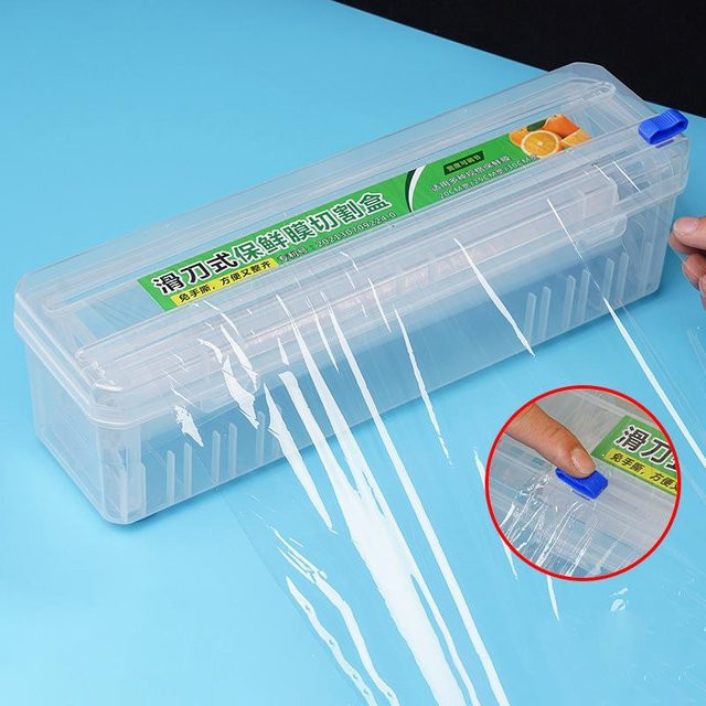 Verstellbares Frischhaltefolien-Schneiderset von Binchi Outdoor Product in Weiß und Transparent zur Wiederverwendung von Lebensmittel-Plastikfolien - Bild 1