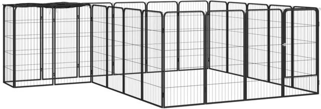 vidaXL Hundelaufstall aus pulverbeschichtetem Stahl in Schwarz, 22-teiliges Freilaufgehege für Hunde - Bild 1