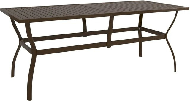 vidaXL Gartentisch aus pulverbeschichtetem Stahl in Braun im Industriestil mit Lattendesign, B/T/H: 190 x 80 x 72 cm - Bild 1