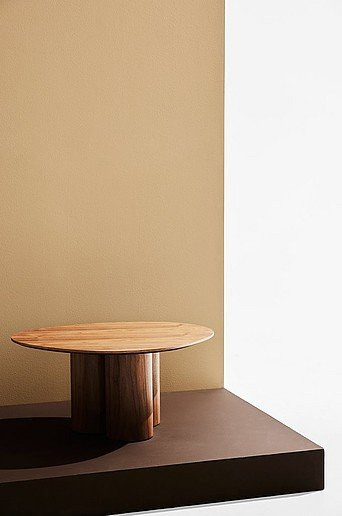 Remi Beistelltisch Pastill in Walnuss mit runden Ablageflächen, B/T/H: 78 x 61 x 37 cm - Bild 1