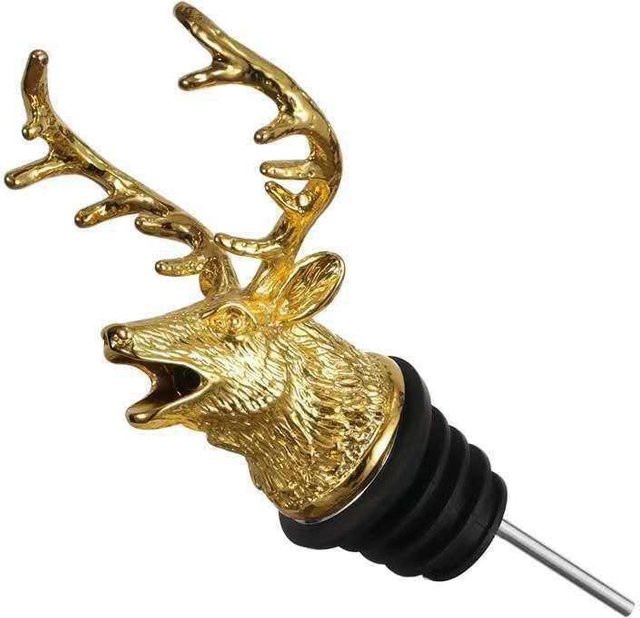 YuTao Light Weinausgießer mit Hirschkopf aus Zinklegierung in Gold - Bild 1