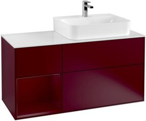 Villeroy & Boch Finion Waschtischunterschrank mit Abdeckplatte und linkem Regal, Farbe Peony Matt, B/T/H: 120 x 50,1 x 50,1 cm - Bild 1