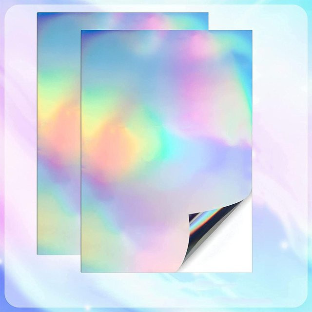 20 Stück bedruckbares holografisches Aufkleberpapier von Painter in A4, wasserfestes PET-Regenbogenpapier für Tintenstrahldrucker, beige und mehrfarbig - Bild 1