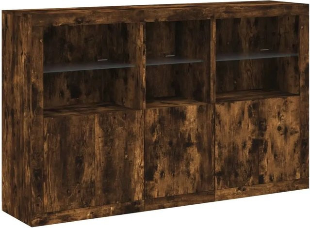 vidaXL Sideboard in Räuchereiche mit integrierter LED-Beleuchtung, modern, B/T/H: 162 x 37 x 100 cm - Bild 1