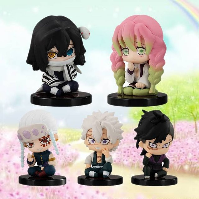 Yiran toy 1 Kimetsu No Yaiba Q-Version Sitzende Tanjiro Nidouzi Inosuke Zenizu PVC Figur Modellpuppe ab 3-6 Jahren - Bild 1