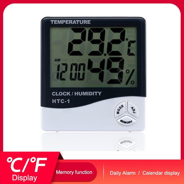 TOMTOP JMS Digitales Thermometer mit Hygrometer und Wecker in Weiß - Bild 1