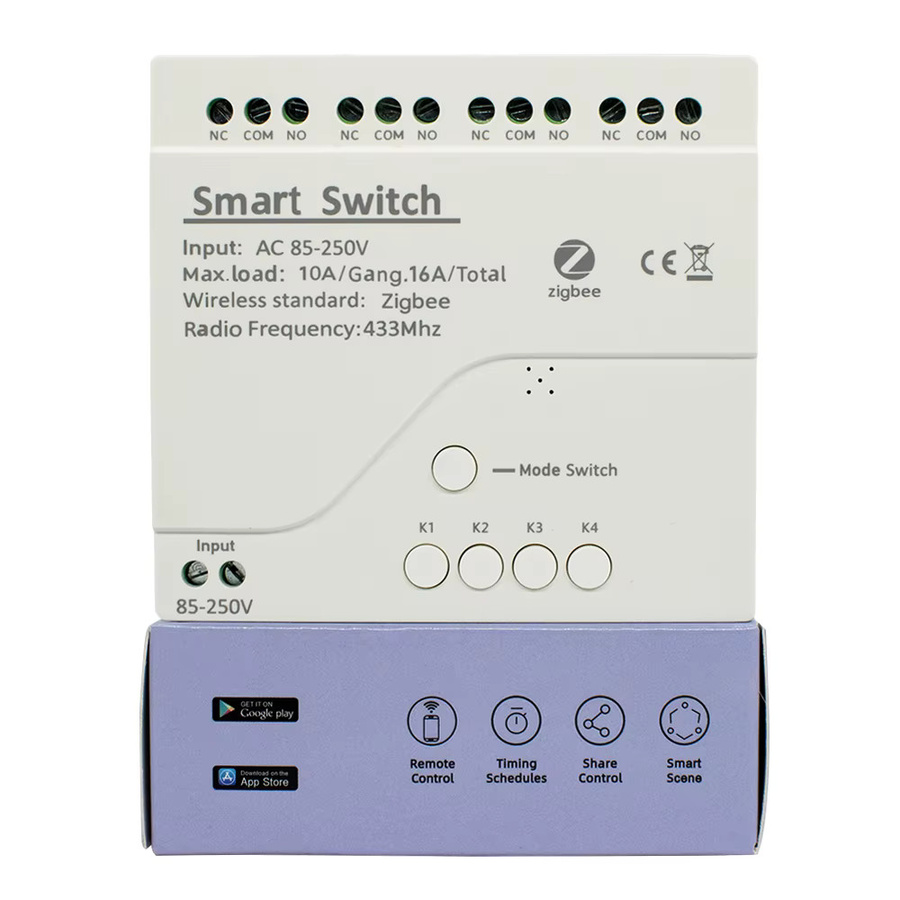Tuya Scimagic-RC Smart Switch Zigbee 4-Kanal Heimrelaismodul mit WiFi und RF 433MHz App Fernbedienung 10A in Weiß - Bild 5