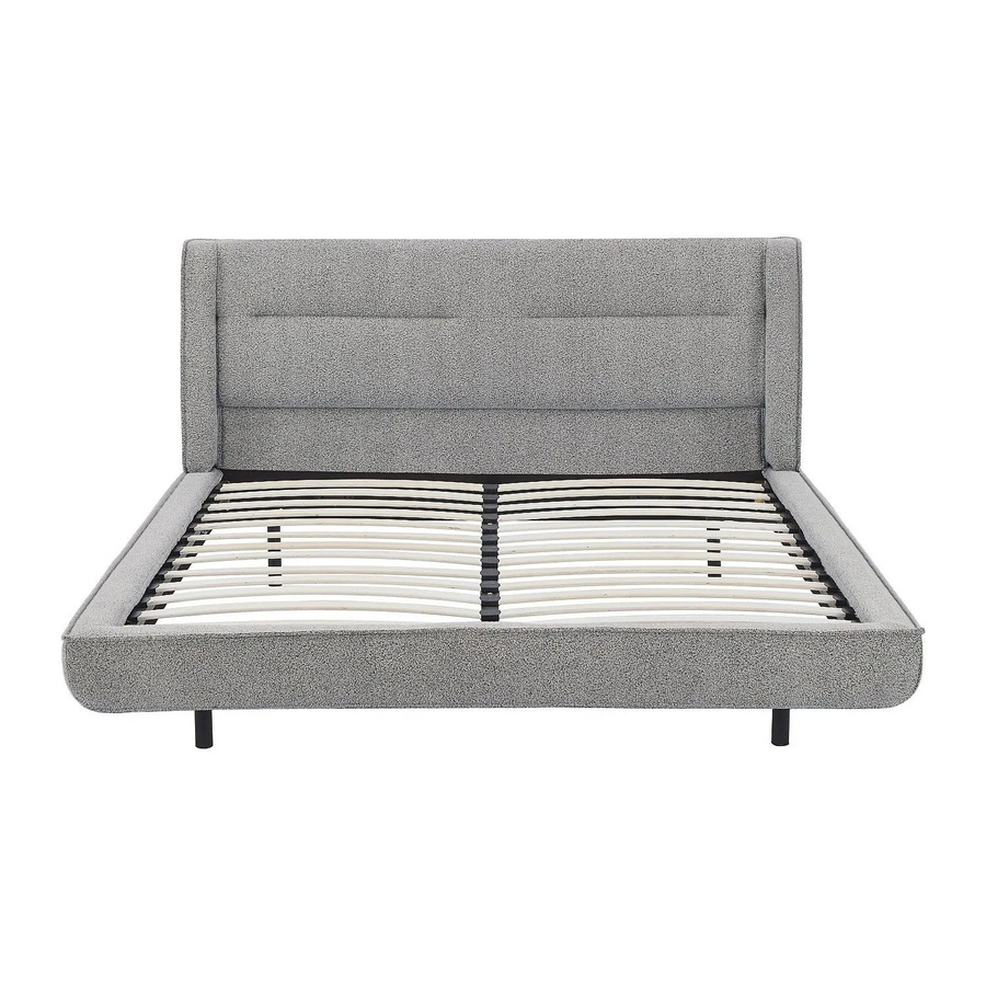 Vente-unique Bettrahmen Isyde in Grau mit Bouclé-Stoff, B/T/H: 160 x 200 x 220 cm - Bild 2