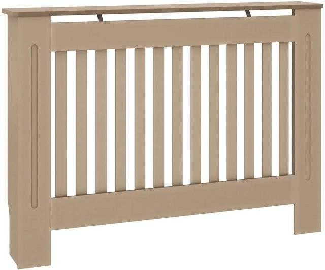 vidaXL Heizkörperverkleidung in Beige mit modernem Latten-Design aus MDF, B/T/H: 112 x 19 x 81,5 cm - Bild 1