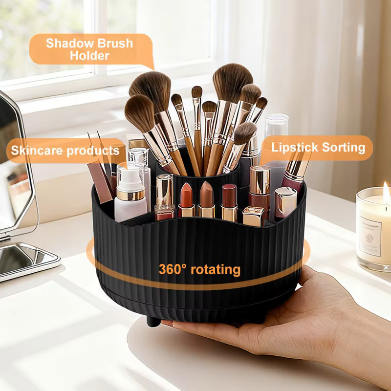 RUNTOIN Drehbarer Make-up-Organizer mit Pinselhalter und Parfüm-Ablage für deinen Schminktisch oder das Badezimmer - Bild 3