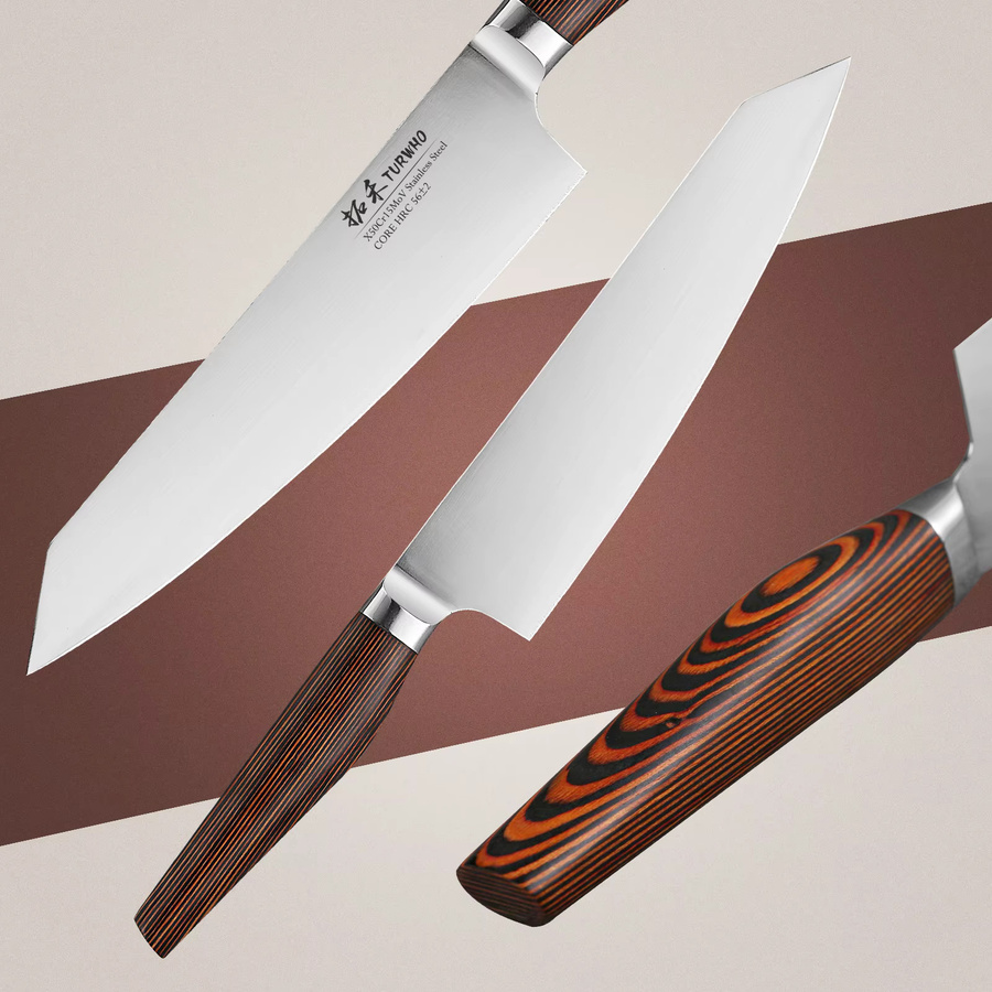 Turwho Kiritsuke Messer aus High Carbon Edelstahl x50cr15mov in Silber mit Holzgriff, 21,59 cm - Bild 4